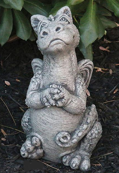 Praying Tandy Little Cement Garden Dragon Statue Playful Outdoors